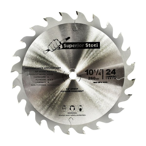 Superior Steel 10-1/4 Inch x 24 Teeth Framing Circular Saw Blade 25033